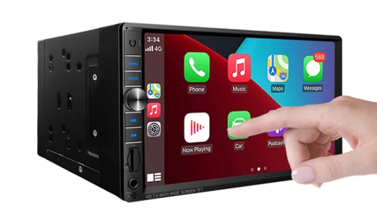 Dasaita 7 インチ ダブル DIN Apple Carplay & Android Auto と互換性あり 7 インチ IPS タッチスクリーン AM FM RDS Bluetooth 付き、カーオーディオ